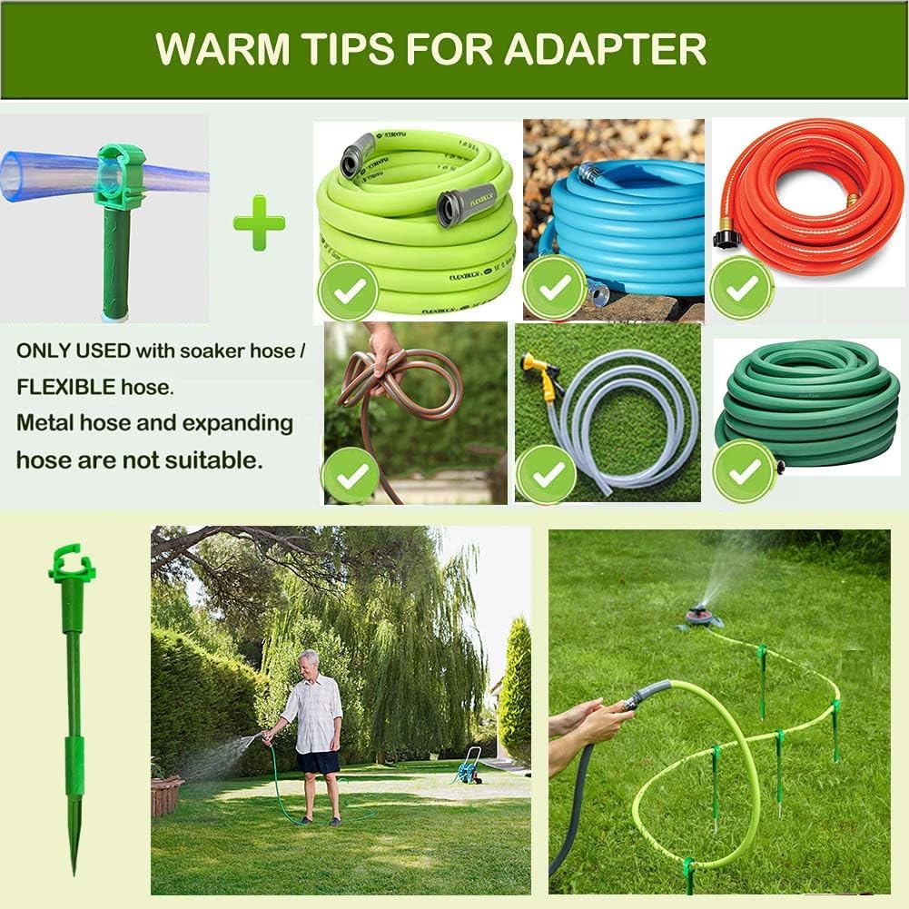 Green Plastic Hose Guide Stakes, Set of 6, 15 Feet, Protects Lawn & Plants, Heavy Duty Hose Guide Spikes