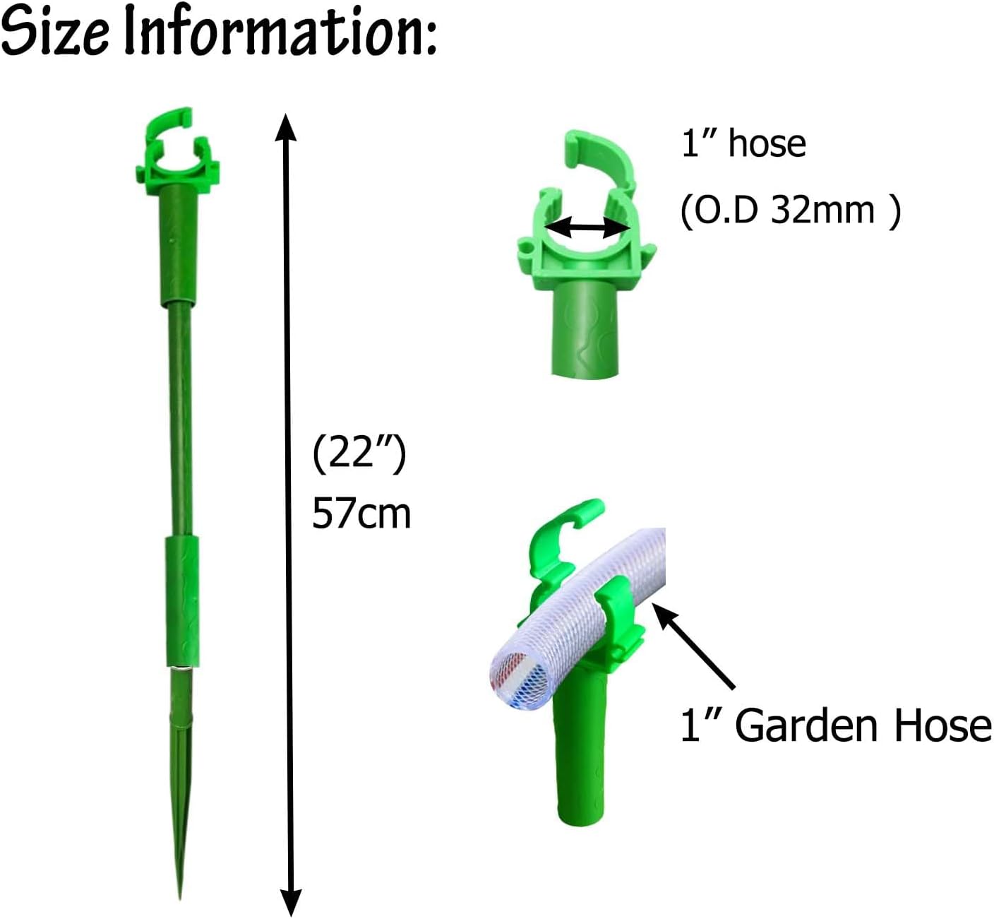 Green Plastic Hose Guide Stakes, Set of 6, 15 Feet, Protects Lawn & Plants, Heavy Duty Hose Guide Spikes