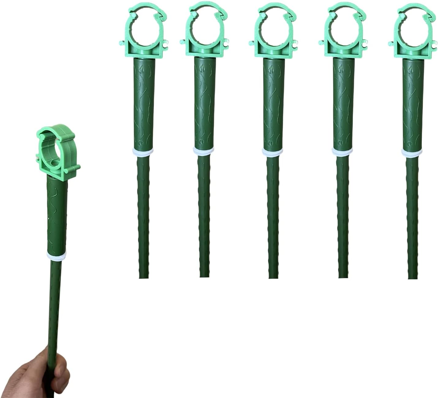 Green Plastic Hose Guide Stakes, Set of 6, 15 Feet, Protects Lawn & Plants, Heavy Duty Hose Guide Spikes