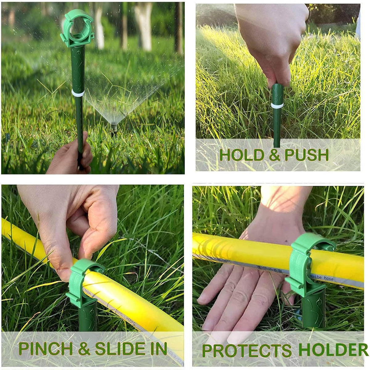 Green Plastic Hose Guide Stakes, Set of 6, 15 Feet, Protects Lawn & Plants, Heavy Duty Hose Guide Spikes