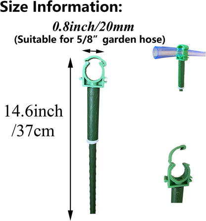 Green Plastic Hose Guide Stakes, Set of 6, 15 Feet, Protects Lawn & Plants, Heavy Duty Hose Guide Spikes