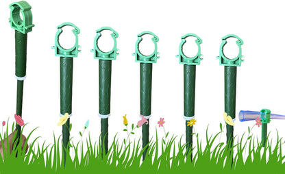 Green Plastic Hose Guide Stakes, Set of 6, 15 Feet, Protects Lawn & Plants, Heavy Duty Hose Guide Spikes