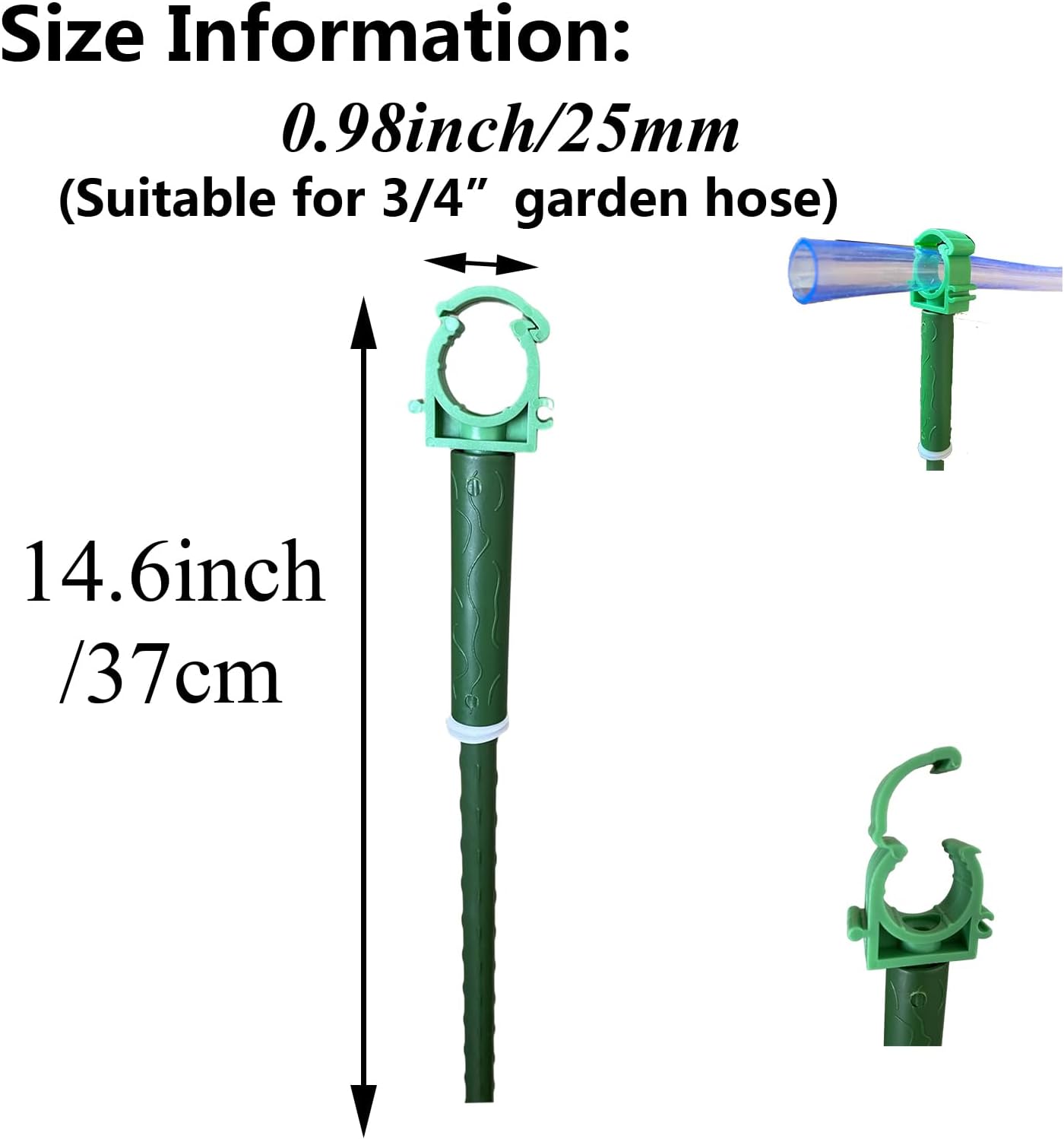 Green Plastic Hose Guide Stakes, Set of 6, 15 Feet, Protects Lawn & Plants, Heavy Duty Hose Guide Spikes