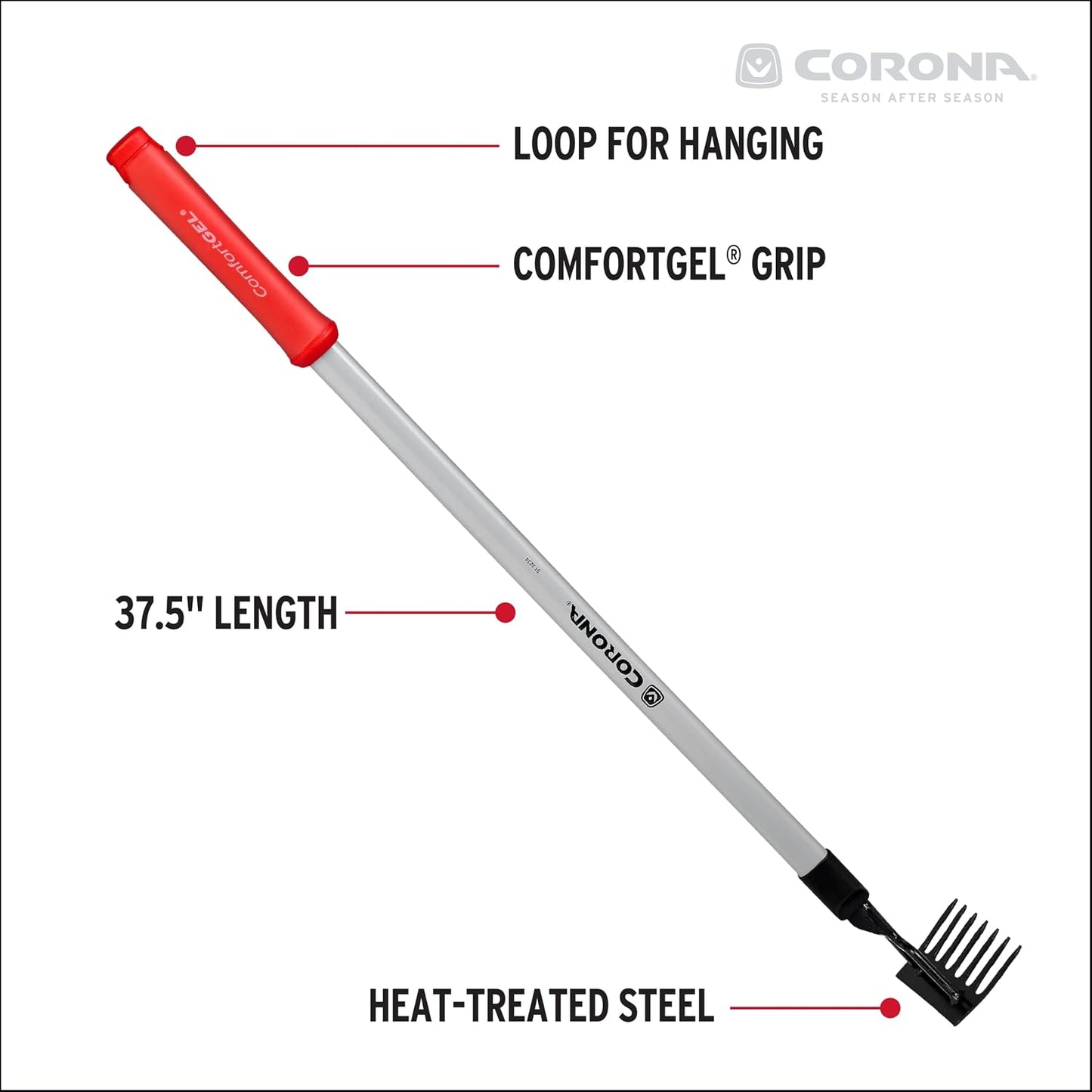 GT 3234 Reach 7-Tine Extended Rake, Silver,RED,Black