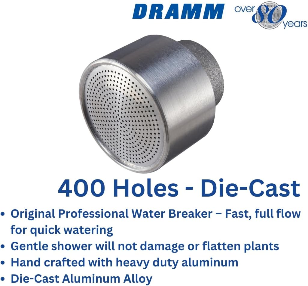 Water Breaker Nozzle with 1000 Tiny Holes, for Greenhouse & Nurseryman, Saves Time & Water, Will not Damage or Flatten Plants, Perfect for Seedlings, Chrome