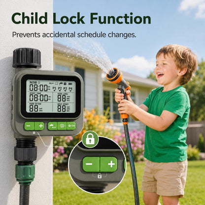 Sprinkler Timer with remote control, Programmable Water Timer for Garden Hose, Outdoor Hose Faucet Timed with 4 Plans/Rain Delay/Automatic Watering controller System, Digital Irrigation for Yard, Lawn