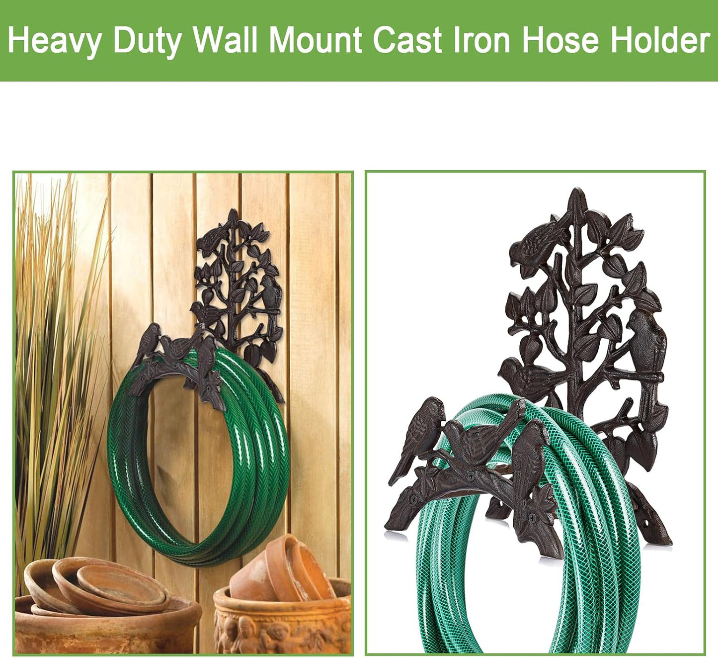 Cast Iron Garden Hose Holder Wall Mount Water Hose Hanger for Outside