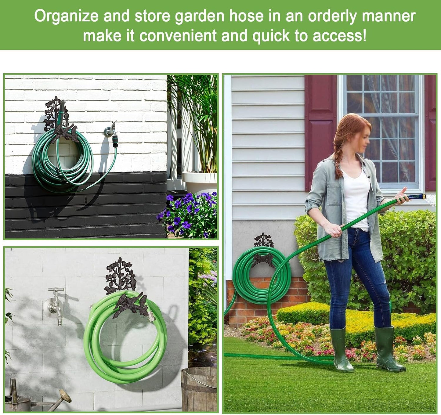 Cast Iron Garden Hose Holder Wall Mount Water Hose Hanger for Outside
