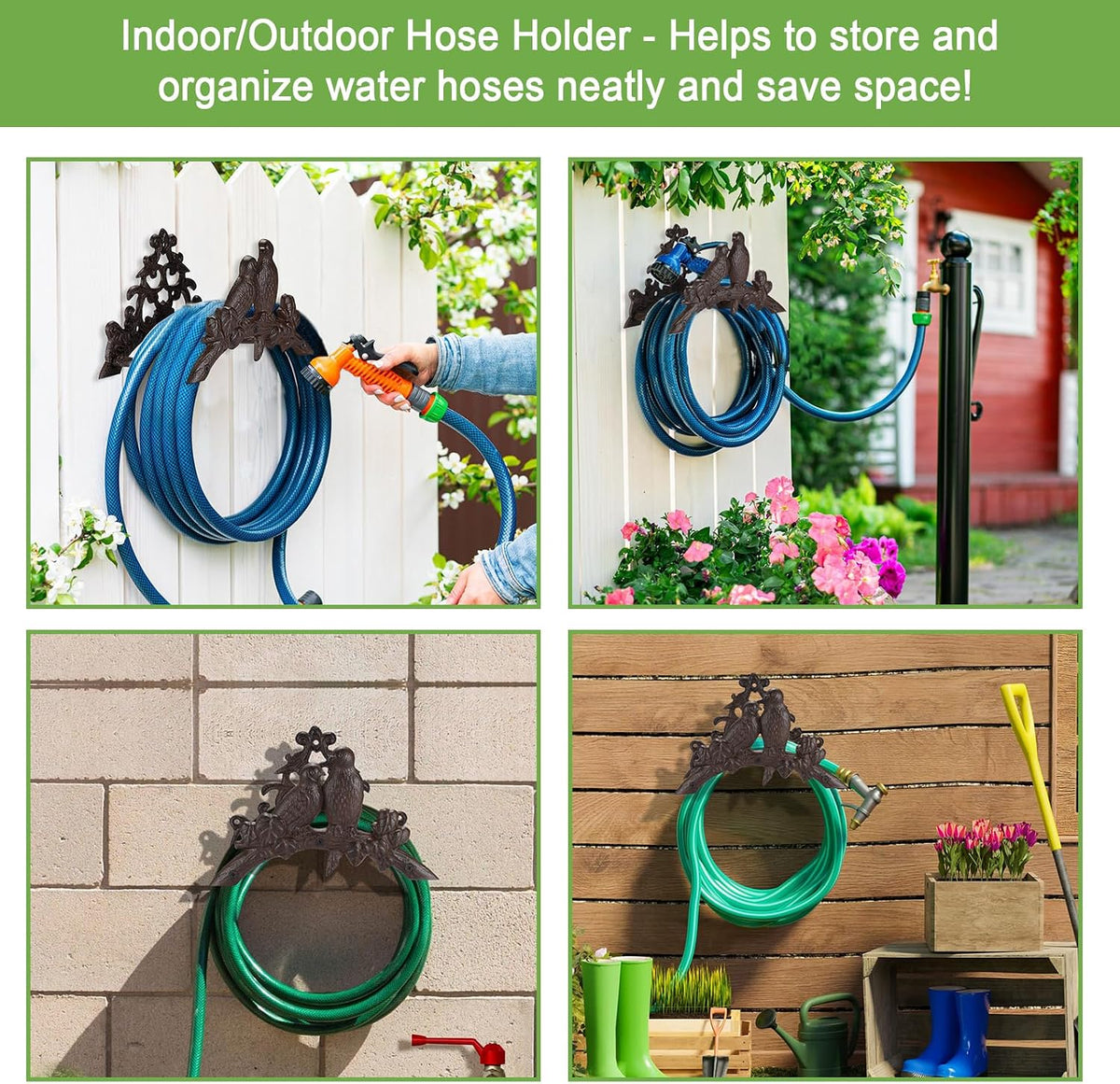 Cast Iron Garden Hose Holder Wall Mount Water Hose Hanger for Outside