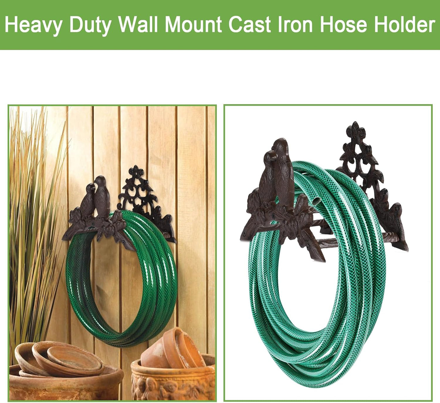 Cast Iron Garden Hose Holder Wall Mount Water Hose Hanger for Outside