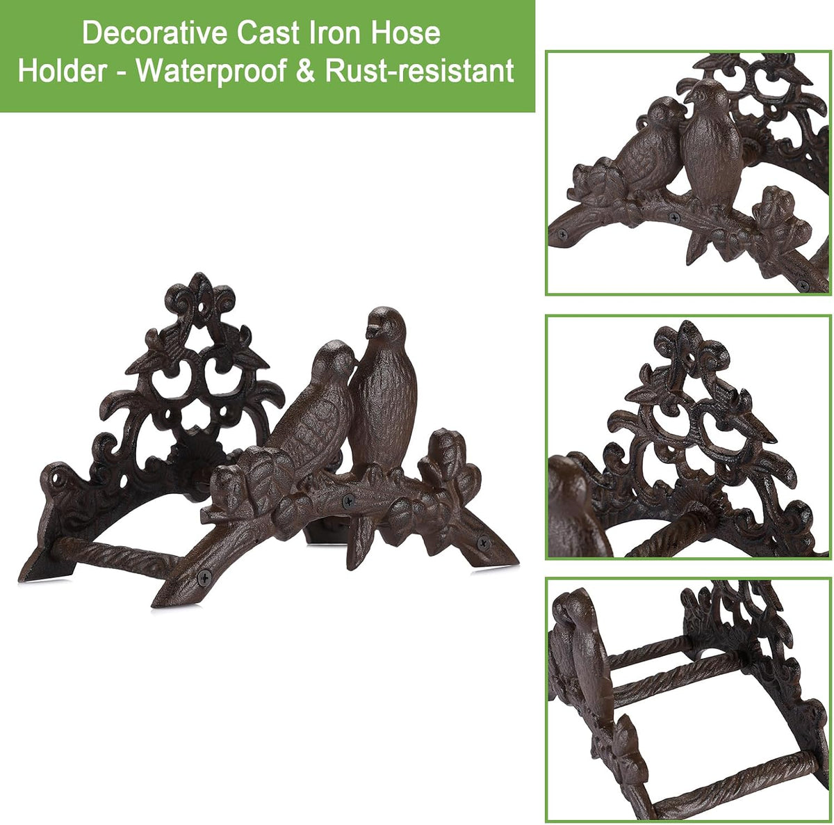 Cast Iron Garden Hose Holder Wall Mount Water Hose Hanger for Outside