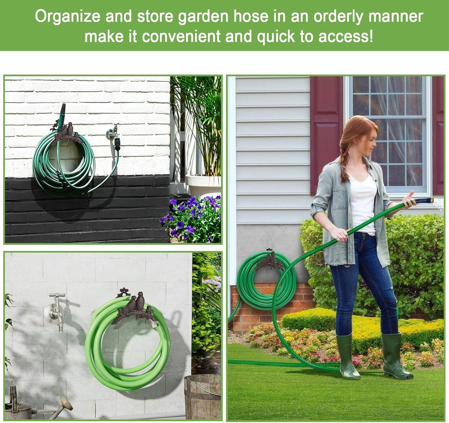 Cast Iron Garden Hose Holder Wall Mount Water Hose Hanger for Outside