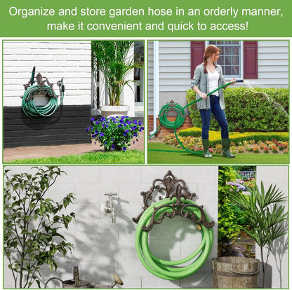 Cast Iron Garden Hose Holder Wall Mount Water Hose Hanger for Outside