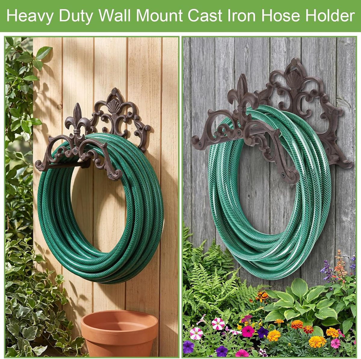 Cast Iron Garden Hose Holder Wall Mount Water Hose Hanger for Outside