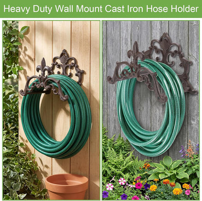 Cast Iron Garden Hose Holder Wall Mount Water Hose Hanger for Outside