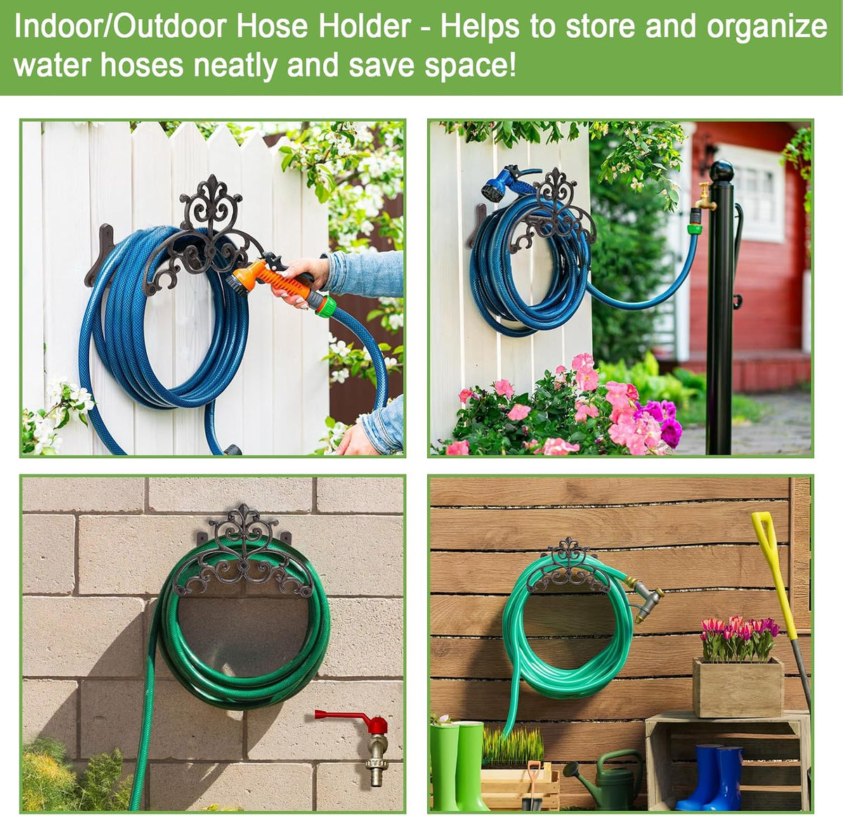 Cast Iron Garden Hose Holder Wall Mount Water Hose Hanger for Outside