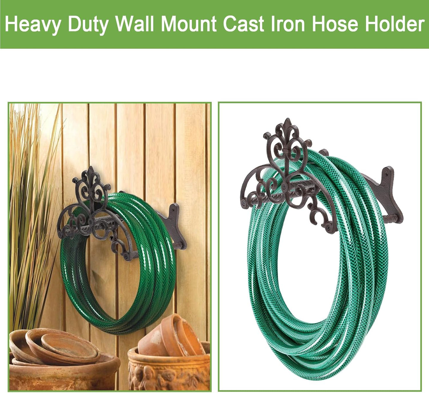 Cast Iron Garden Hose Holder Wall Mount Water Hose Hanger for Outside