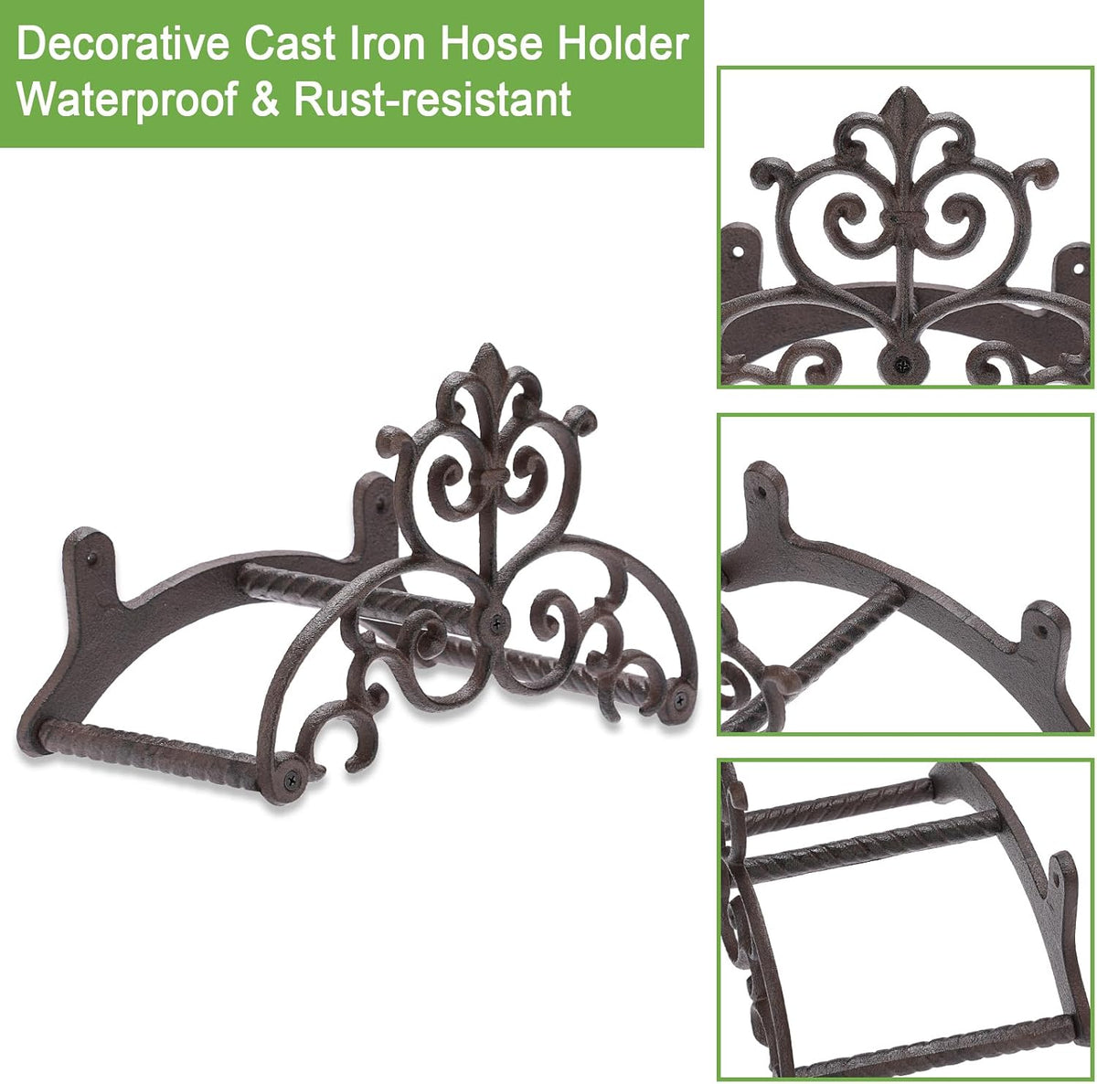 Cast Iron Garden Hose Holder Wall Mount Water Hose Hanger for Outside