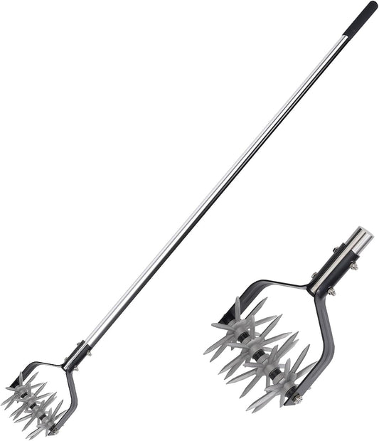 Rotary Cultivator Garden Tool, Adjustable Hand Tiller 29.7-57in
