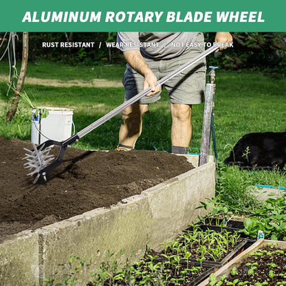 Rotary Cultivator Garden Tool, Adjustable Hand Tiller 29.7-57in