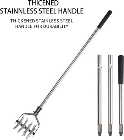 Rotary Cultivator Garden Tool, Adjustable Hand Tiller 29.7-57in