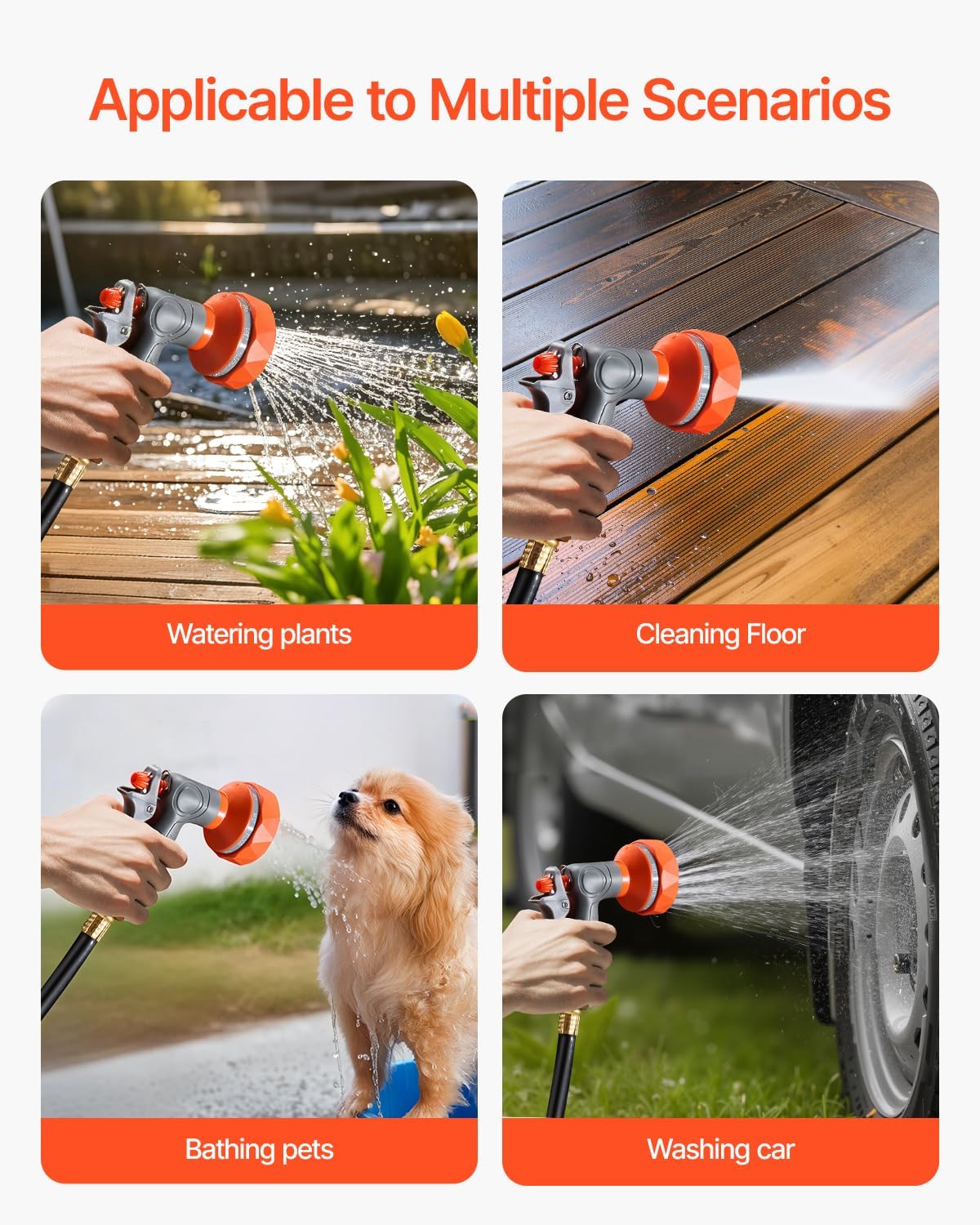 Retractable Garden Hose Reel, 5/8 Inch x 100 ft Wall Mounted Hose Reel, Heavy Duty Garden Hose Reel with 9 Patterns Nozzle, Any Length Lock, Upgraded Slow Return System and 180°Swivel Bracket