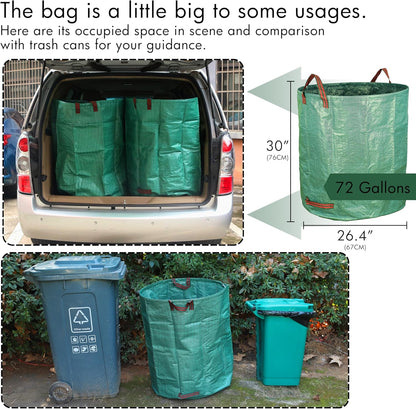 3 Pack 72 Gallon Garden Waste Bags Reusable Heavy Duty