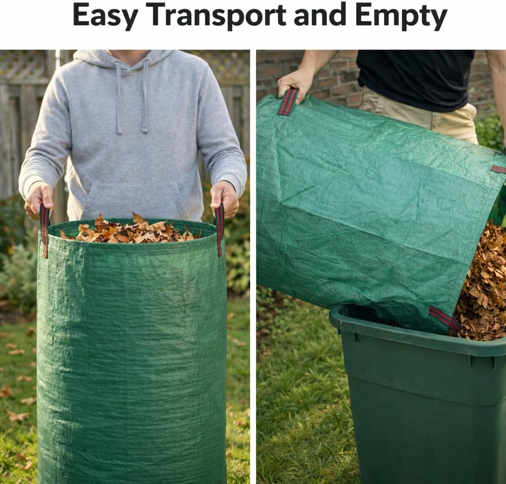 3 Pack 72 Gallon Garden Waste Bags Reusable Heavy Duty