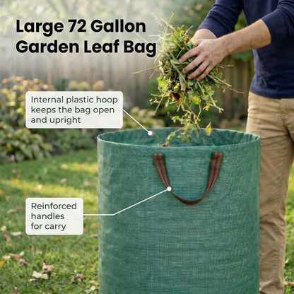 3 Pack 72 Gallon Garden Waste Bags Reusable Heavy Duty