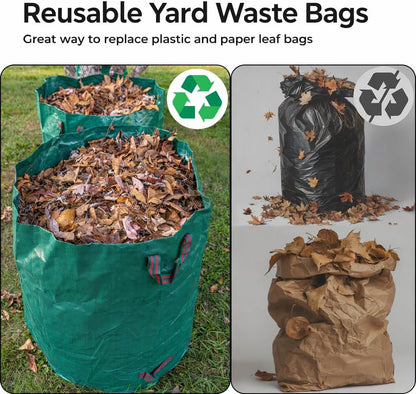 3 Pack 72 Gallon Garden Waste Bags Reusable Heavy Duty