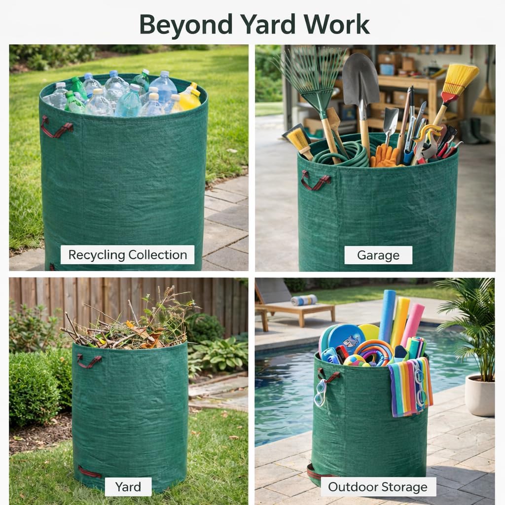 3 Pack 72 Gallon Garden Waste Bags Reusable Heavy Duty