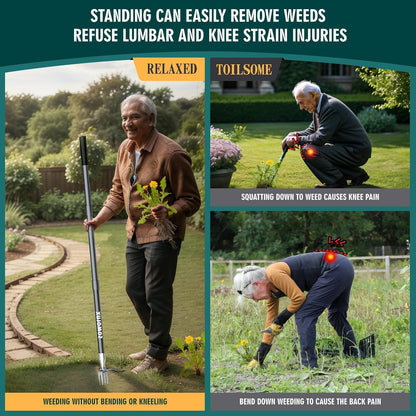 52'' Weed Puller Tool Stand-up Weeder with Metal Long Handle/Stainless Steel Claw, Gardening Manual Tool Weed Gripper/Picker/Remover No Bending/Kneeling to Remove Dandelion Form Lawn Patio