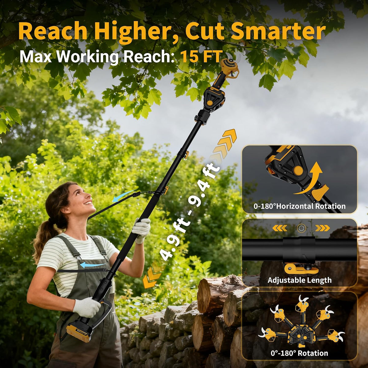 2-in-1 Electric Pruning Shears, 2" Opening Electric Shears, 2×2.0Ah Battery