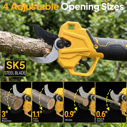 2-in-1 Electric Pruning Shears, 2" Opening Electric Shears, 2×2.0Ah Battery