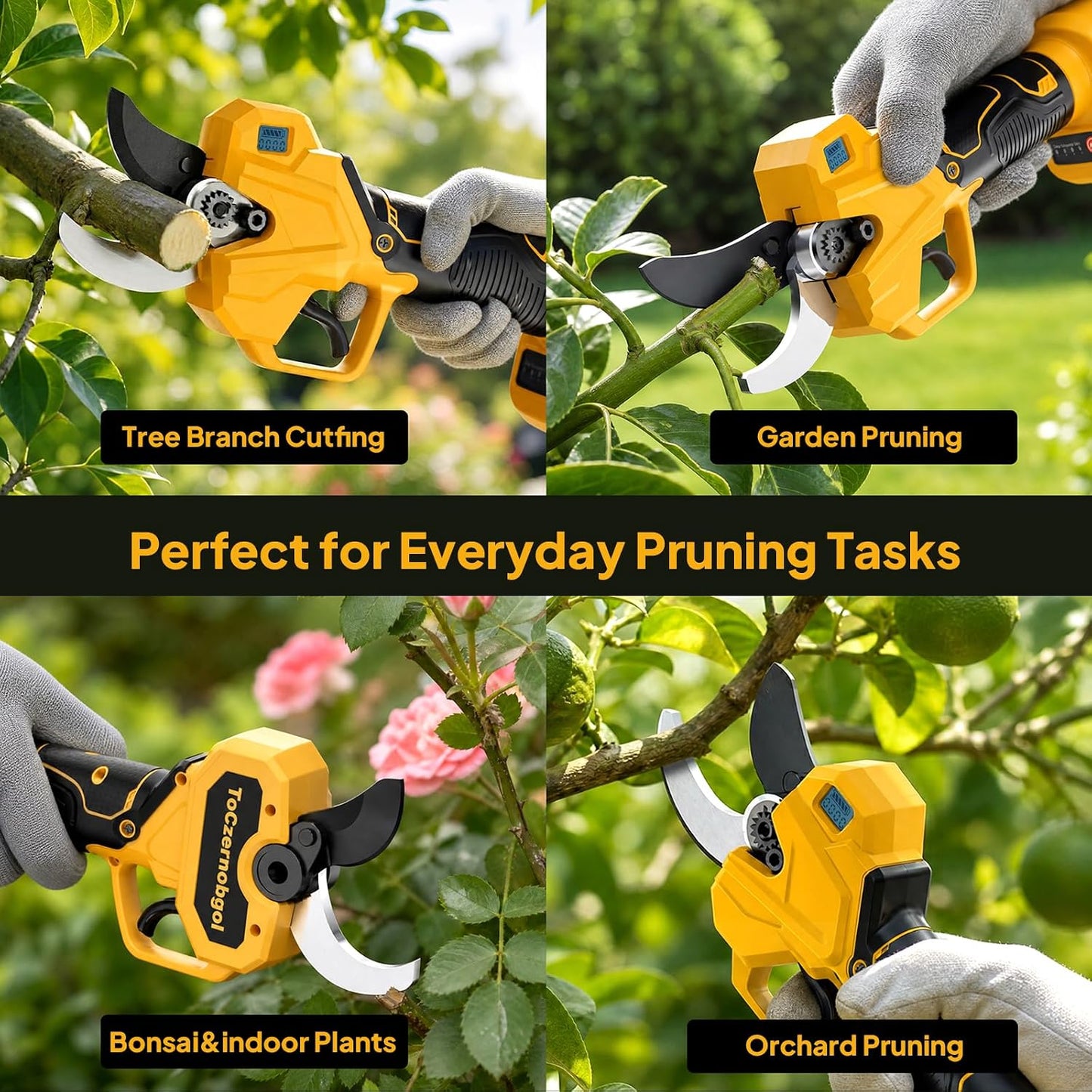 2-in-1 Electric Pruning Shears, 2" Opening Electric Shears, 2×2.0Ah Battery