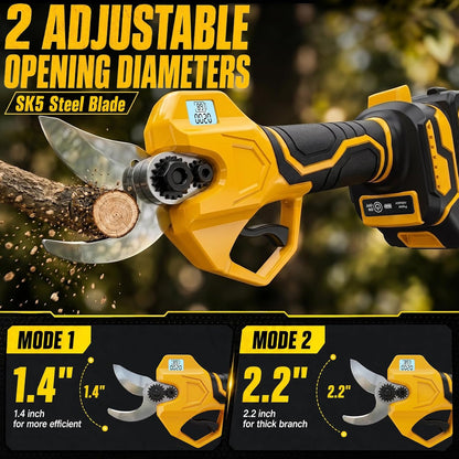 2-in-1 Electric Pruning Shears, 2" Opening Electric Shears, 2×2.0Ah Battery