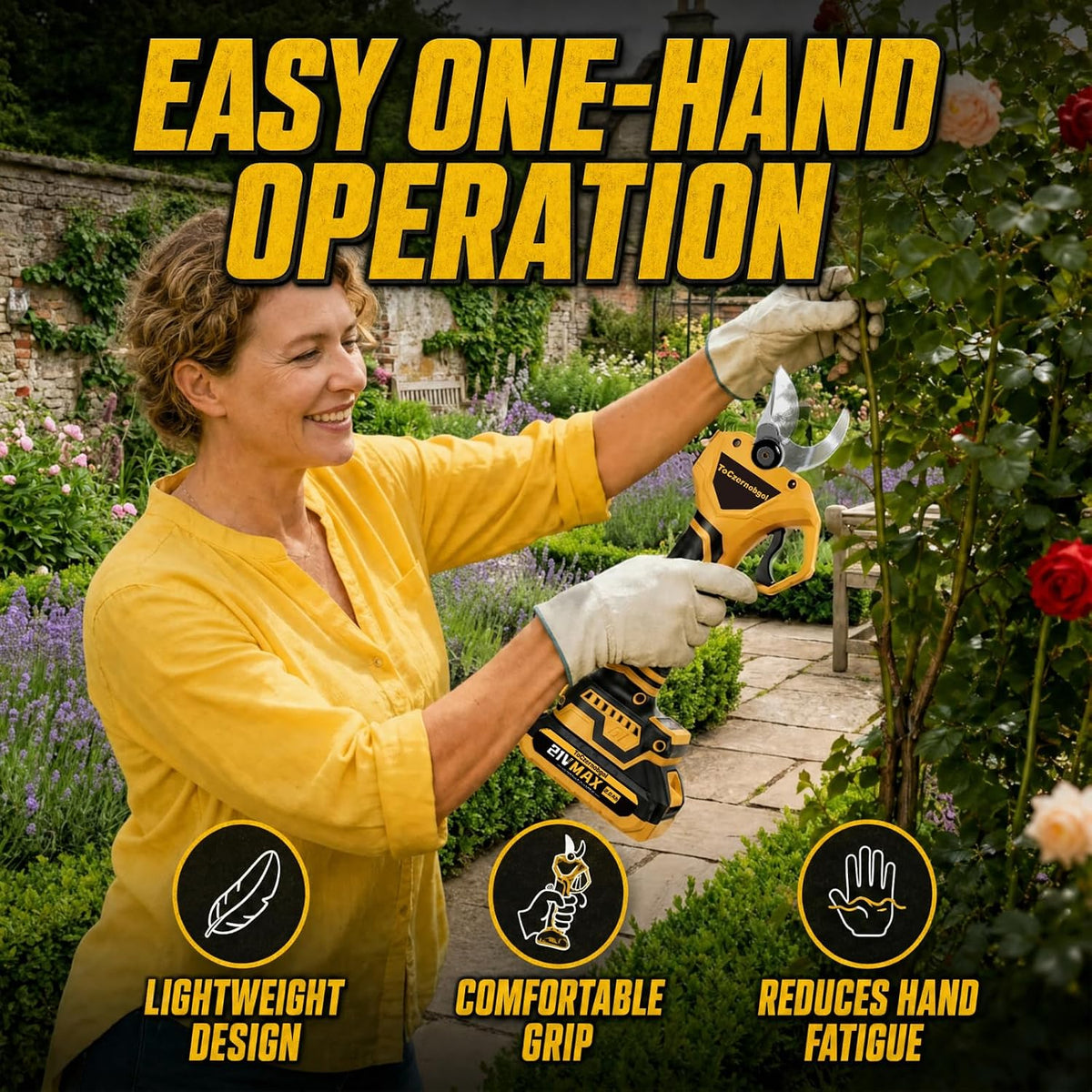 2-in-1 Electric Pruning Shears, 2" Opening Electric Shears, 2×2.0Ah Battery