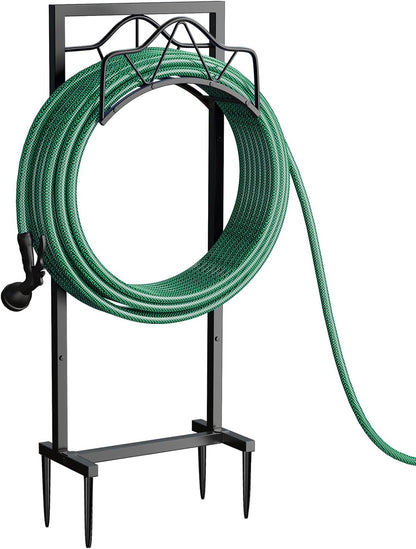 Freestanding Garden Hose Holder - Heavy Duty Metal Water Hose Holder for Outside, Detachable Hose Rack & Storage Hanger, 160FT Capacity for Lawn & Yard, Black