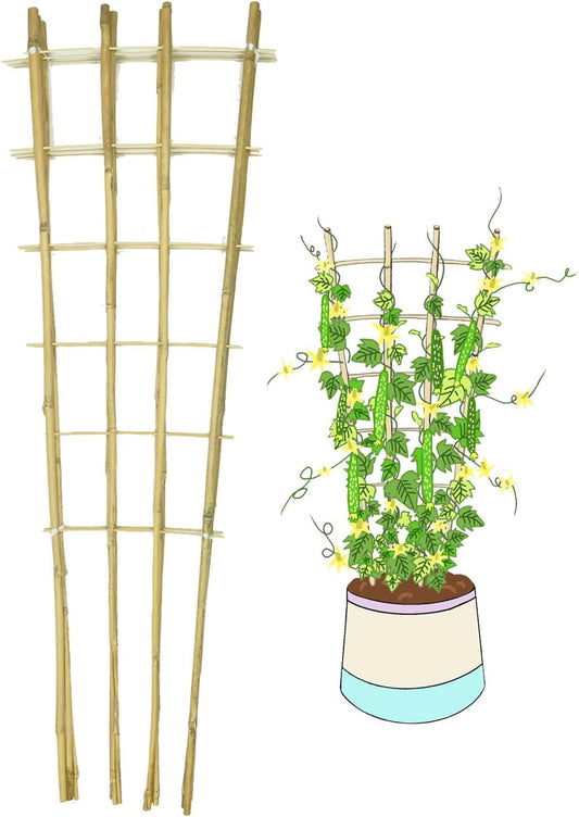 Natural BambooTrellis, 4Feet,3Pack, ,Fan-Shaped Plant Support Trellis