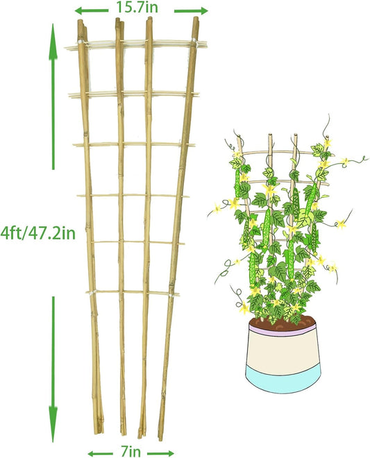 Natural BambooTrellis, 4Feet,3Pack, ,Fan-Shaped Plant Support Trellis