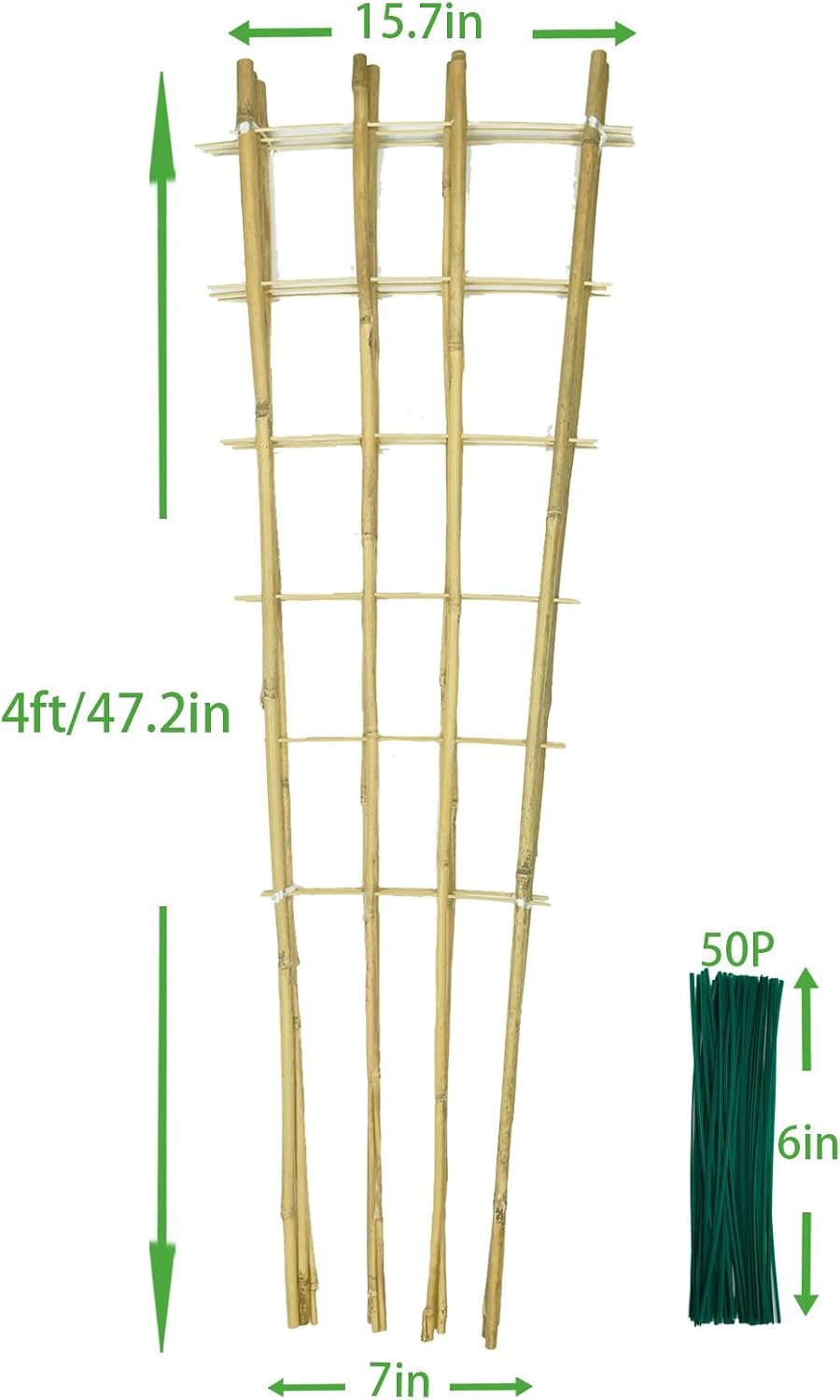 Natural BambooTrellis, 4Feet,3Pack, ,Fan-Shaped Plant Support Trellis