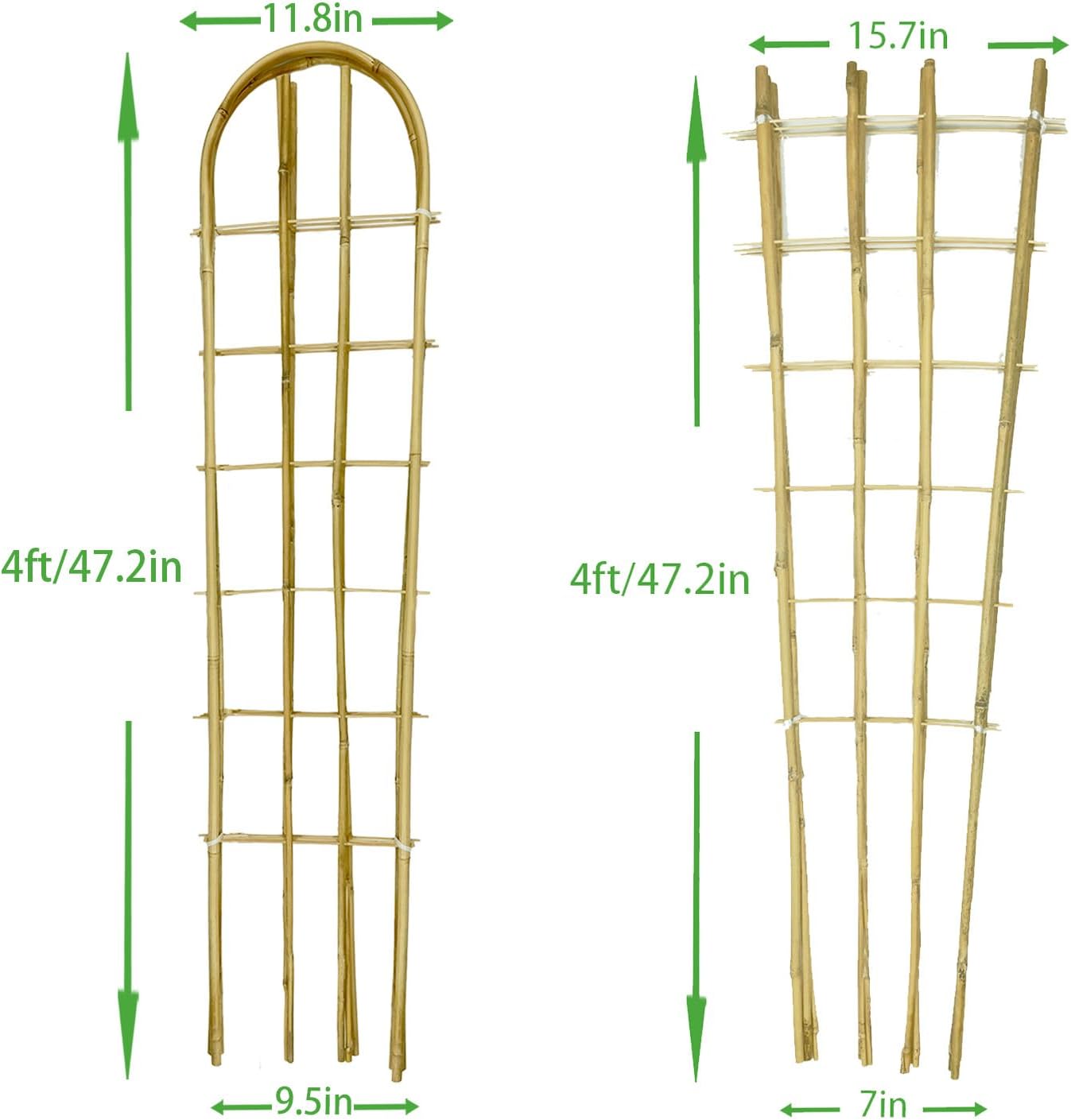 Natural BambooTrellis, 4Feet,3Pack, ,Fan-Shaped Plant Support Trellis