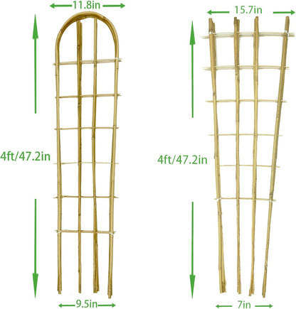 Natural BambooTrellis, 4Feet,3Pack, ,Fan-Shaped Plant Support Trellis