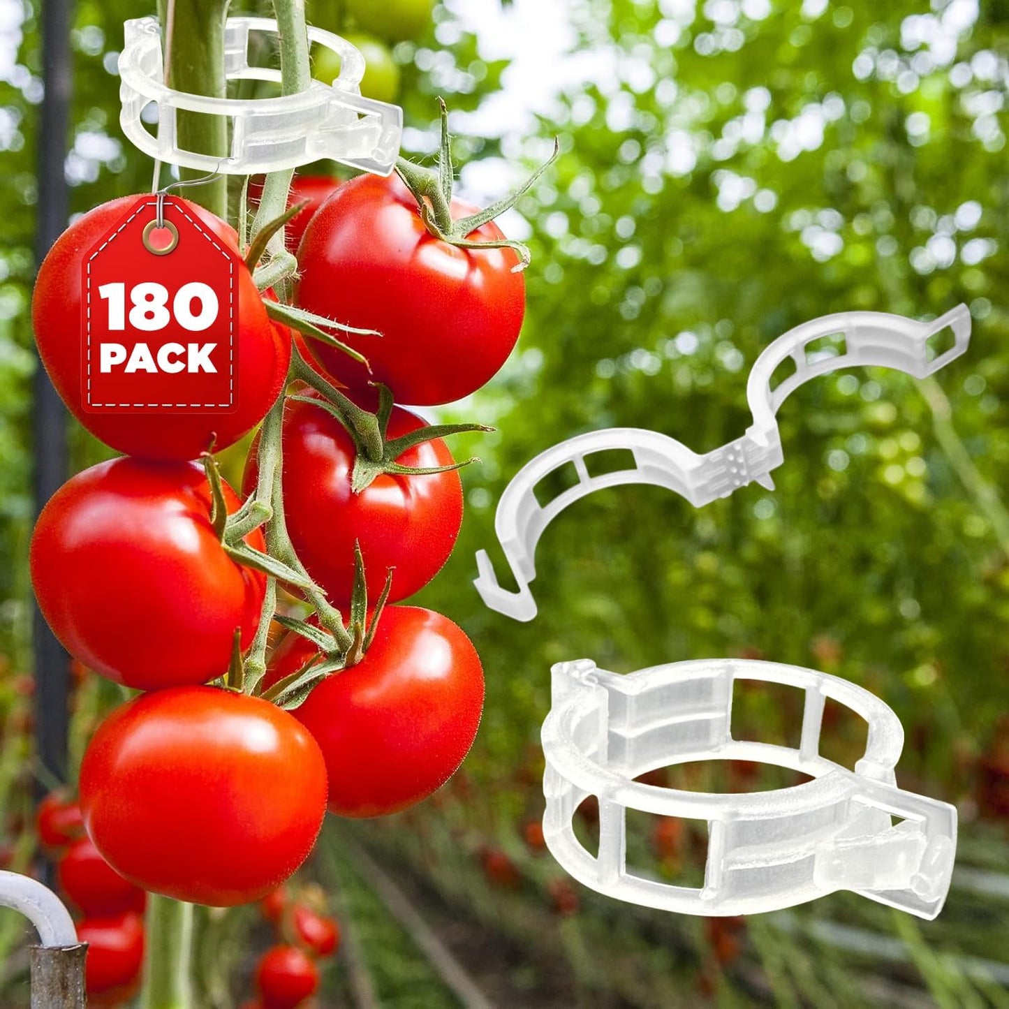180 Pcs Plant Support Clips, Clear Plastic Trellis Clips, Garden Clips, Vegetable Clips, Vine Tomato Clips for Plants Support, Plant Clips for Climbing Plants to Grow Upright & Healthier