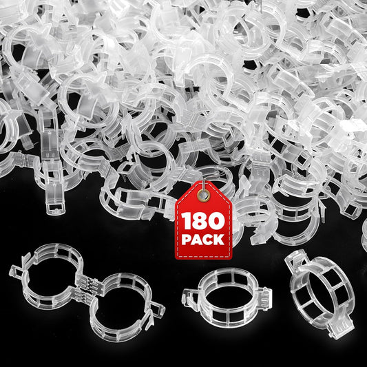 180 Pcs Plant Support Clips, Clear Plastic Trellis Clips, Garden Clips, Vegetable Clips, Vine Tomato Clips for Plants Support, Plant Clips for Climbing Plants to Grow Upright & Healthier