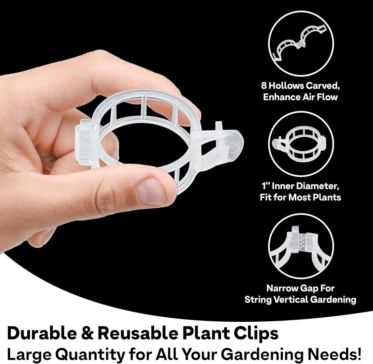 180 Pcs Plant Support Clips, Clear Plastic Trellis Clips, Garden Clips, Vegetable Clips, Vine Tomato Clips for Plants Support, Plant Clips for Climbing Plants to Grow Upright & Healthier