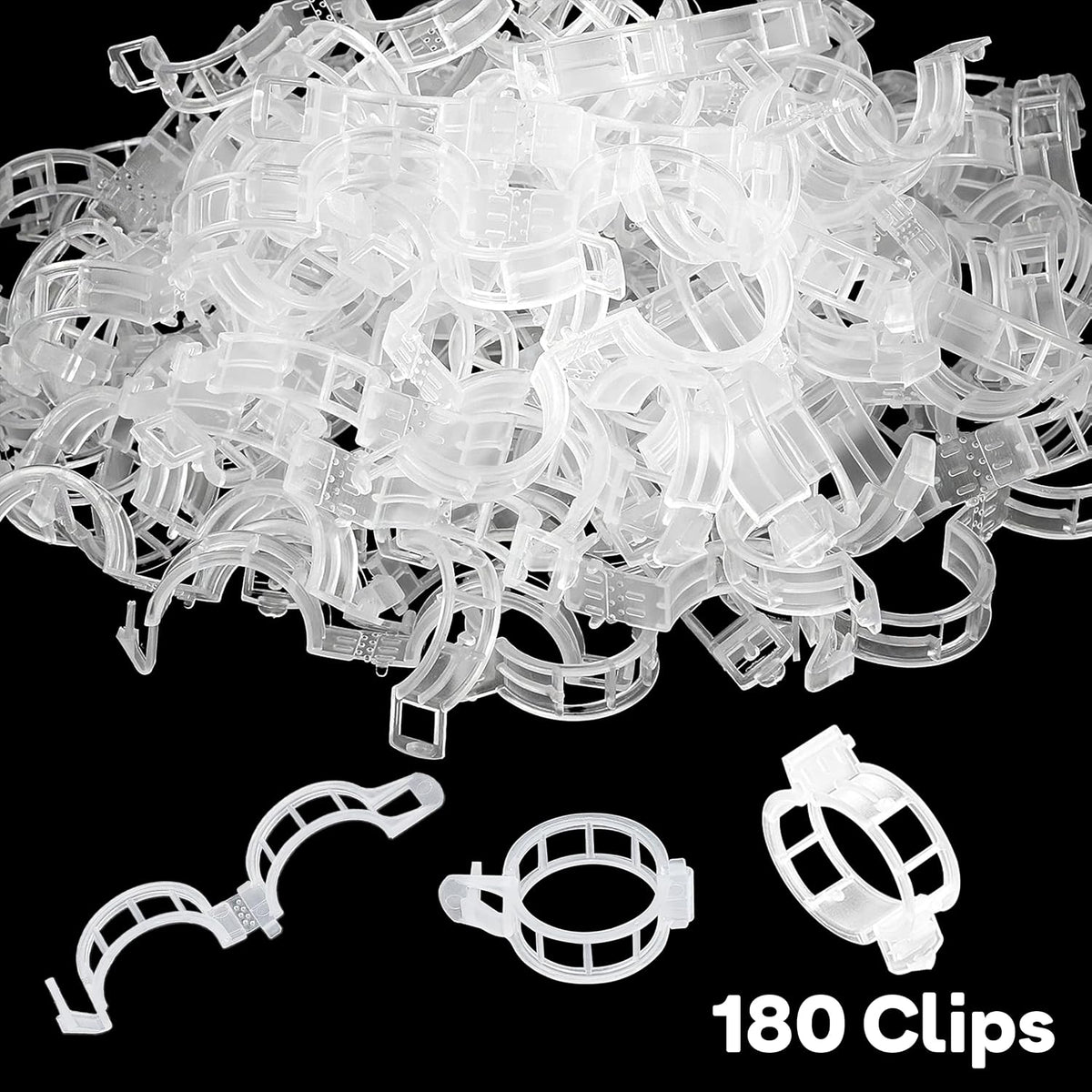 180 Pcs Plant Support Clips, Clear Plastic Trellis Clips, Garden Clips, Vegetable Clips, Vine Tomato Clips for Plants Support, Plant Clips for Climbing Plants to Grow Upright & Healthier
