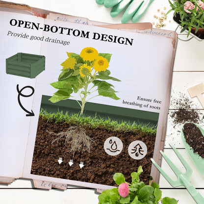 55" Tall Galvanized Raised Garden Bed with Trellis, Green