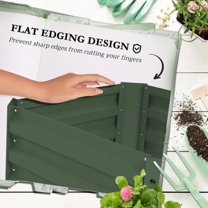 55" Tall Galvanized Raised Garden Bed with Trellis, Green