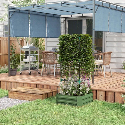 55" Tall Galvanized Raised Garden Bed with Trellis, Green